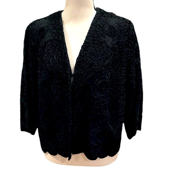 Vintage Black Ribbon Jacket Large - Picture 1 of 14